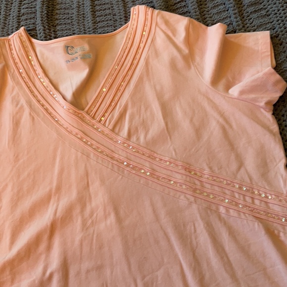 Size 24/26 Light orange Shirt with sequin and bead detail. - Picture 3 of 7